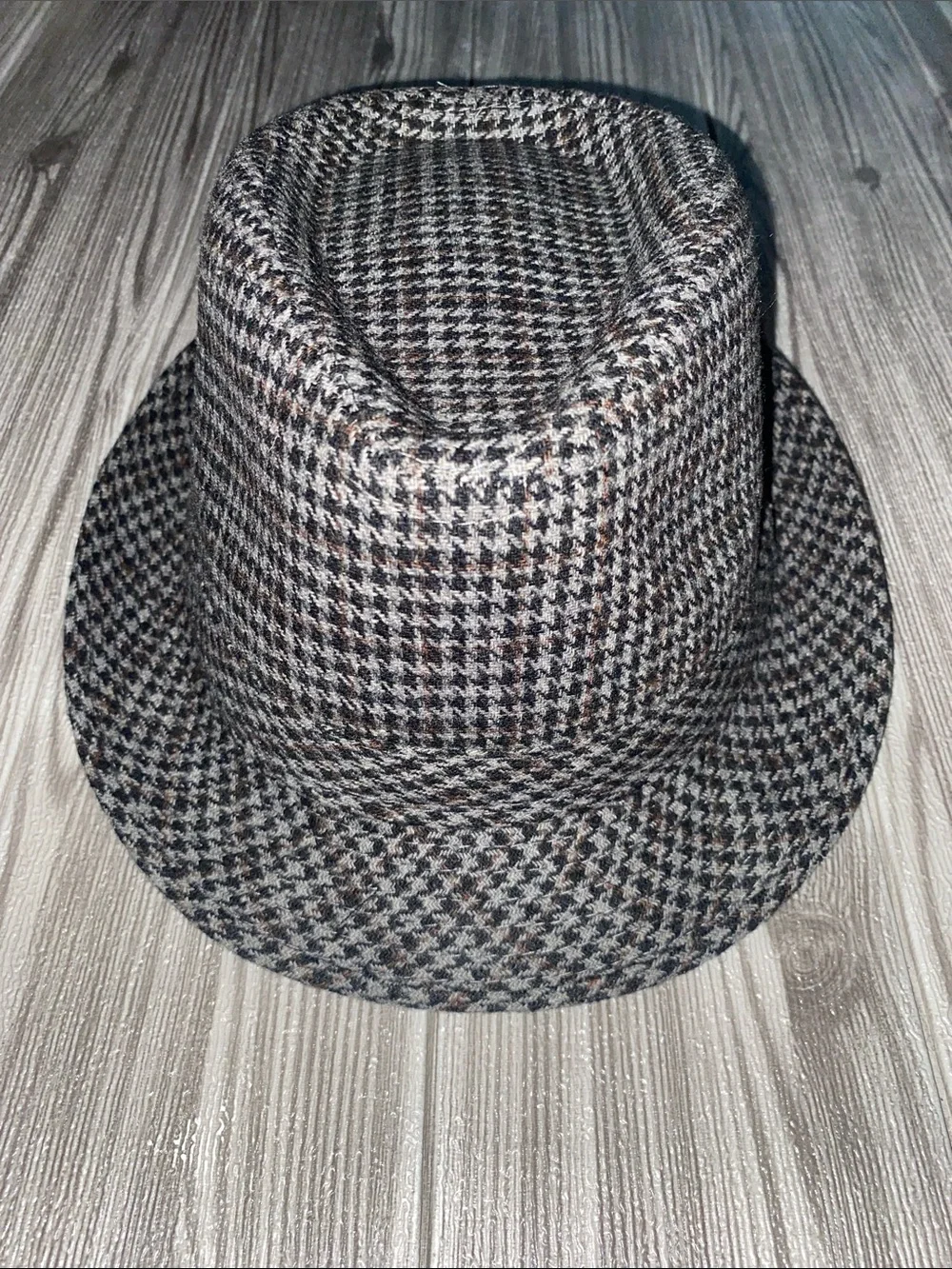 Houndstooth Fedora Hat in Gray & Black NWOT